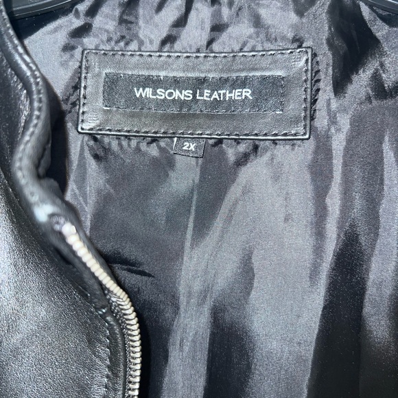 Wilsons Leather Black Motorcycle Jacket with Stand-Up Collar - Picture 7 of 8